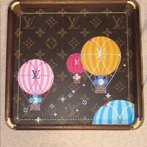 Louis Vuitton LV Vivienne monogram wooden tray 10”x10”